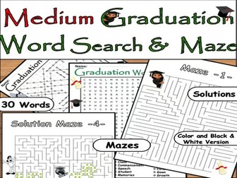 Graduation Word Search & Maze – 30 Challenging Words | End of Year Medium Puzzle