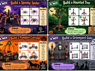 Halloween themed Build Challenge Cards for Lego, K'nex and Makedo