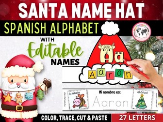 Navidad Spanish Christmas Craft: Santa Christmas Name Hat with Spanish Alphabet