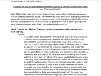 London + My Last Duchess - Abuse Of Power- Essay Grade 9