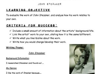 Identity /Portraiture Student Scheme of Work and Artist Writing Frames