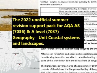 2022 summer A level Geography exam coast support pack.