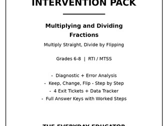 Tier 2 Math Intervention Pack: Multiplying and Dividing Fractions, Grades 6-8 | RTI MTSS