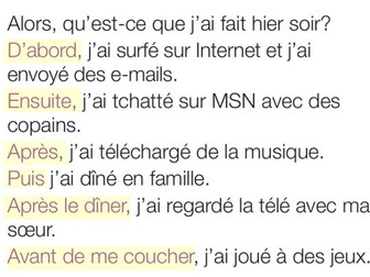 Y8 Y9 French Dynamo - Qu'es-ce que tu as fait sur internet hier soir? / Internet past tense