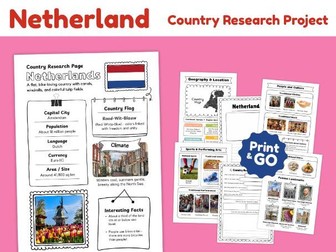 Netherlands Country Study Worksheets | Geography & Culture