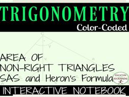 Area of non-right triangles using trigonometry Interactive Notebook