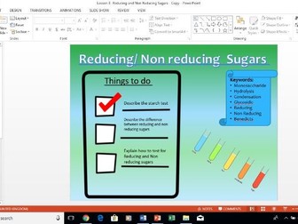 AQA A-Level Biology Reducing and Non Reducing Sugars lesson