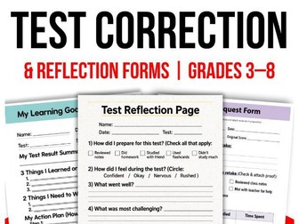 Test Correction & Reflection Forms | Grades 3–8