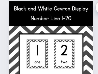 Number Line 1-20: Black and White Chevron Theme