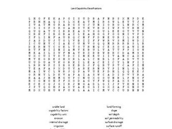 Land Capability Classifications Word Search for an Ag. II Soil Science Course