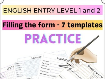 Filling the Forms Practice ENGLISH Entry Level 1 and Entry Level 2