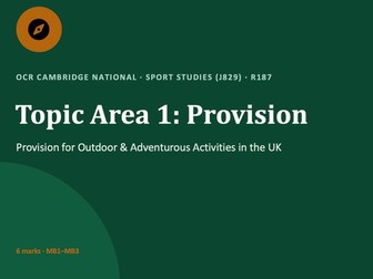 R187 TA1 Provision — Full Lesson PowerPoint | OCR Cambridge National Sport Studies (J829)