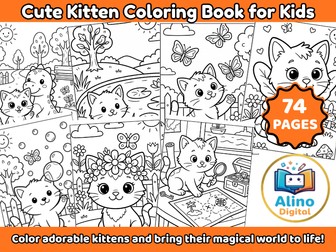 Cute Kitten Coloring Book for Kids