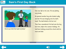 KS1 PSHE - 'Sam's First Day Back' interactive storybook - Independent reader level