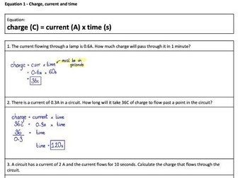 GCSE Electricity Calculations Practise CombinedScience Edexcel