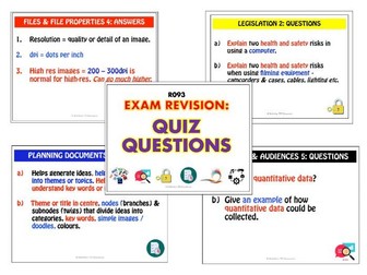 R093 Quiz Cards for OCR iMedia Level1/2 - No cartoons, 4 per page