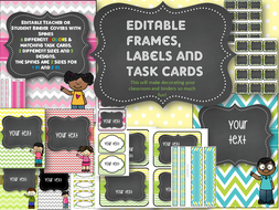 Teacher / student binder covers with matching task cards and spines--EDITABLE