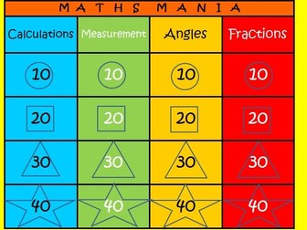 Maths Mania - Excel game template