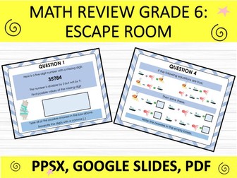 Math Review: Escape Room Grade 6-7