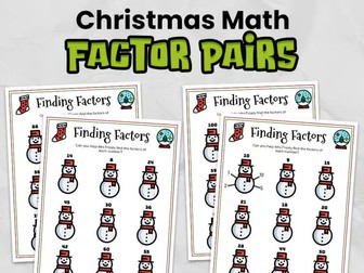Christmas Snowman Factor Pairs Worksheets | Winter Math Activities for Grade 3–5