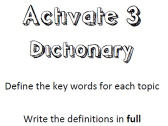 Dictionary Keywords Year 9 Activate 3