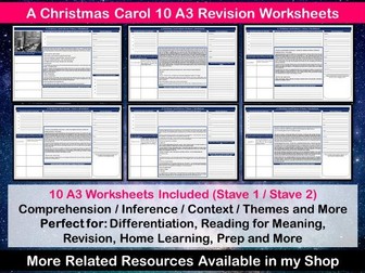 A Christmas Carol Ten Revision Worksheets