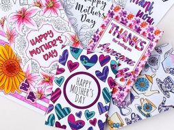 Mother's Day Printable Coloring Cards (8 Pack) | Printable PDF Mother's Day card templates to color