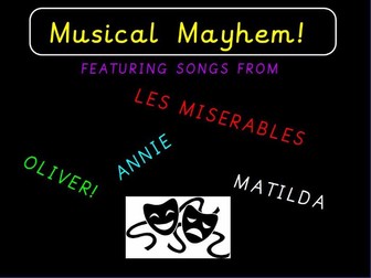 Musical Performance featuring songs from Oliver, Les Mis, Matilda and Annie