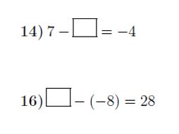 Adding and subtracting positive and negative numbers: missing numbers worksheet no 2 (with answers)