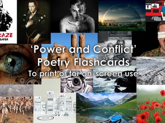 AQA Literature Power and Conflict Poetry Flashcards- for Print and On-Screen Use with Instructions