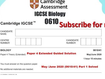 BIOLOGY 0610/ 41 Paper 4 Theory (Extended) Mark Scheme
