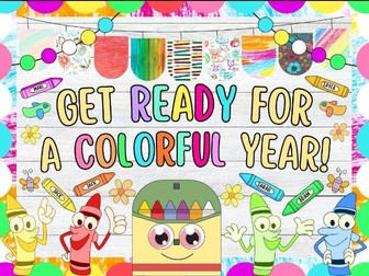 Get Ready For Color: Crayon & Back To School Bulletin Board or Door Decor Kit | August & September