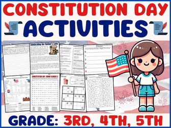 Constitution Day: Reading Passage - Activities and Answers 3rd - 5th Sub Plans