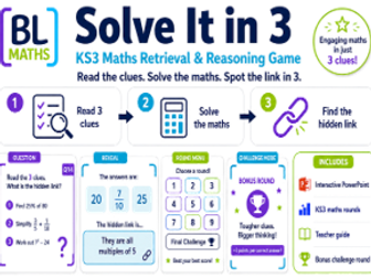Solve It in 3! – KS3 Maths Starter, Retrieval & Reasoning Game