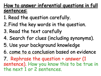 Answering Inferential Questions - Year 7 Reading