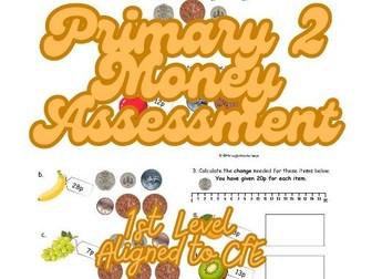 Primary 2 Money Assessment Scottish Curriculum CfE Maths