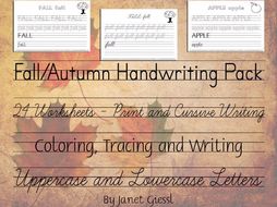 Fall/Autumn Handwriting Pack - Print and Cursive Writing