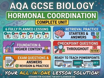 AQA GCSE Biology Hormonal Coordination Unit 6 lesson BUNDLE
