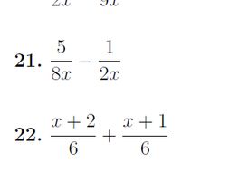 Adding and subtracting algebraic fractions (easy) worksheets (with solutions)