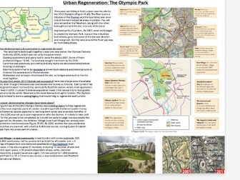 GCSE Geography Urban Regeneration: Olympic Park Stratford LONDON A3 Information sheet