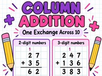 Add Two Numbers (across 10) Column Addition