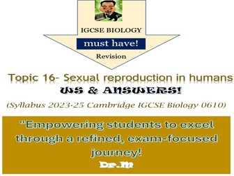 Sexual reproduction humans IGCSE WS & answer key