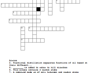 AQA Triology Chemistry Paper 2 Revision Crossword