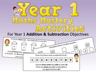 Addition and Subtraction Mastery Activities – Year 1