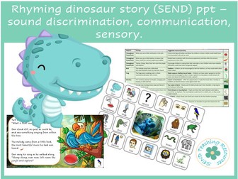 Rhyming dinosaur story with sensory options and sounds