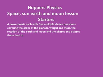 Space: Sun, earth and moon lesson starters