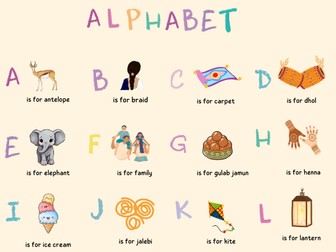 Alphabet and Number Mats and Flashcards Diversity (South Asian)