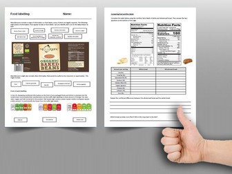 Food cover work / cover lesson - Food labelling - 1hr activity