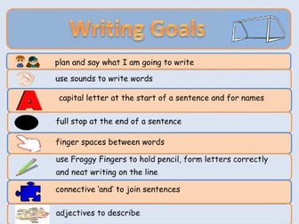 Writing Goals Poster and Stickers to Raise Standards in Writing