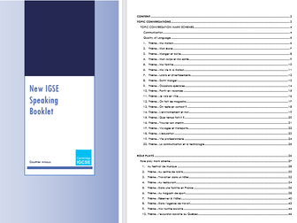 New IGCSE oral booklet - 2021 examination - 20 topic conversation cards - 9 role play cards